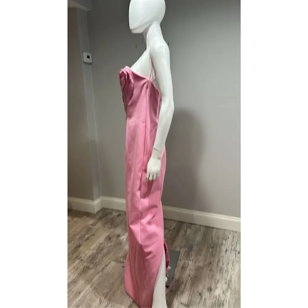 $4,490 Carolina Herrera Pink Strapless Heart Column Gown Size 8 - Picture 7 of 13
